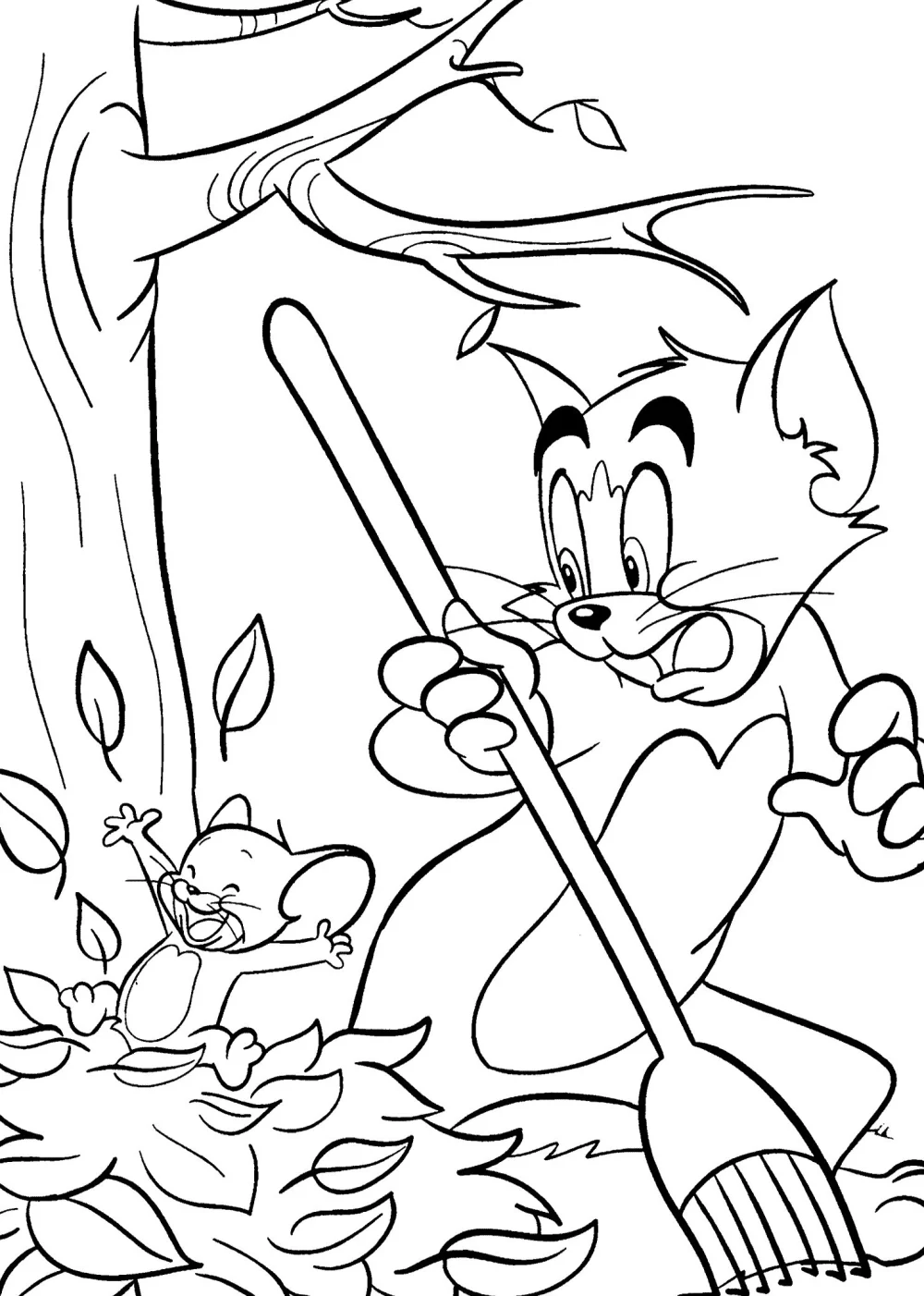 liście, zabawa, Tom i Jerry, jesień