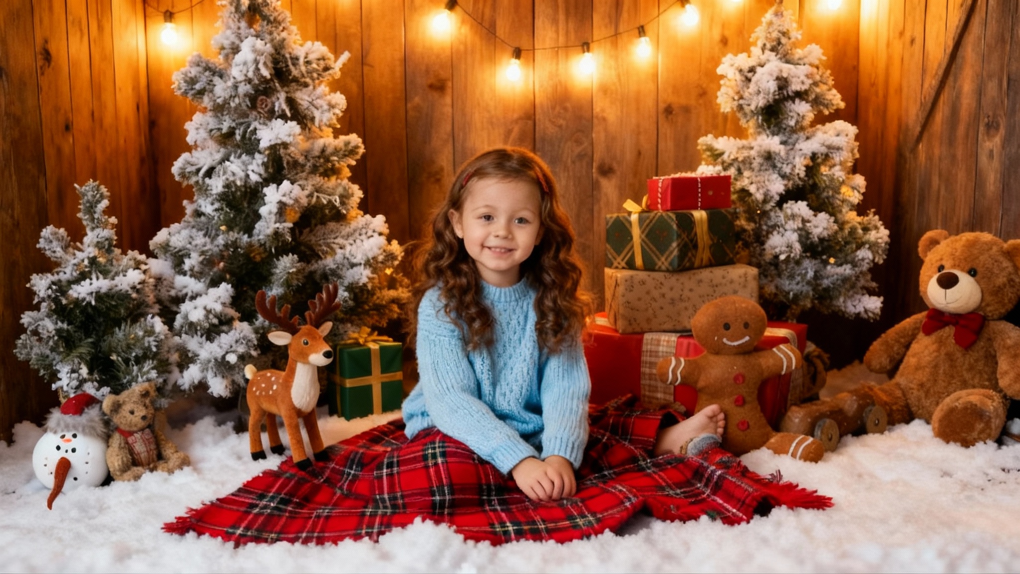 Przykład świątecznego zdjęcia - dziewczynka w świątecznej scenerii