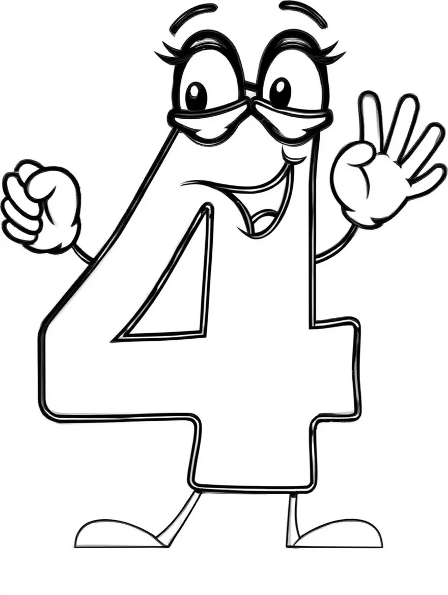 liczba 4 kolorowanka