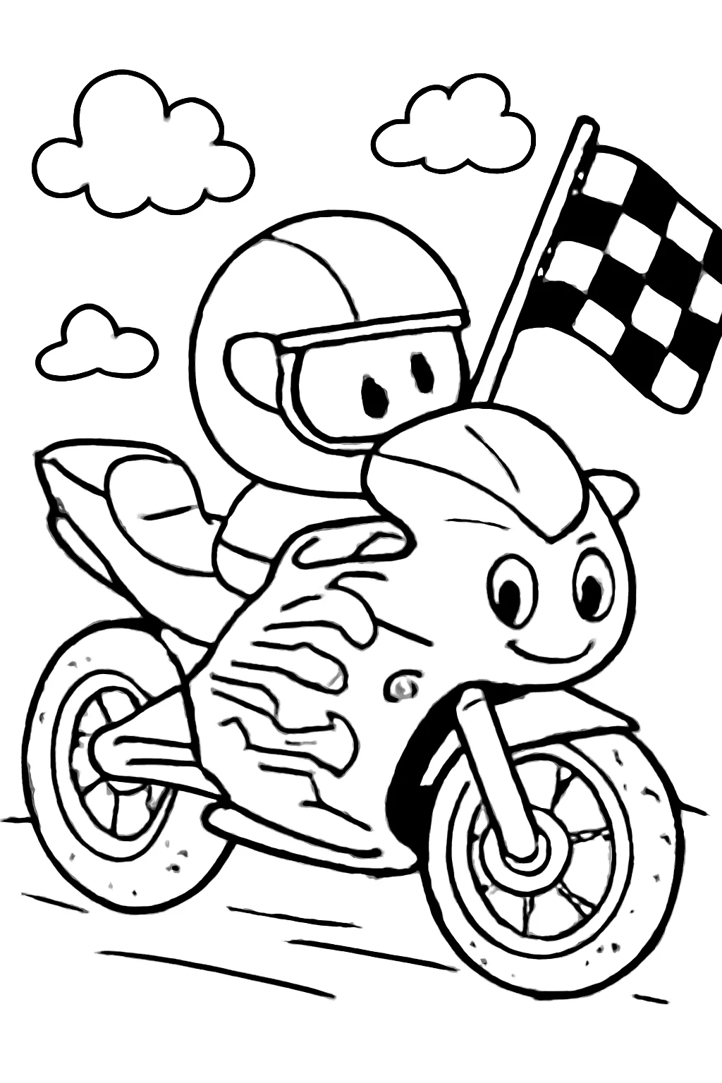 Kolorowanka Motocykl wyścigowy do druku A4