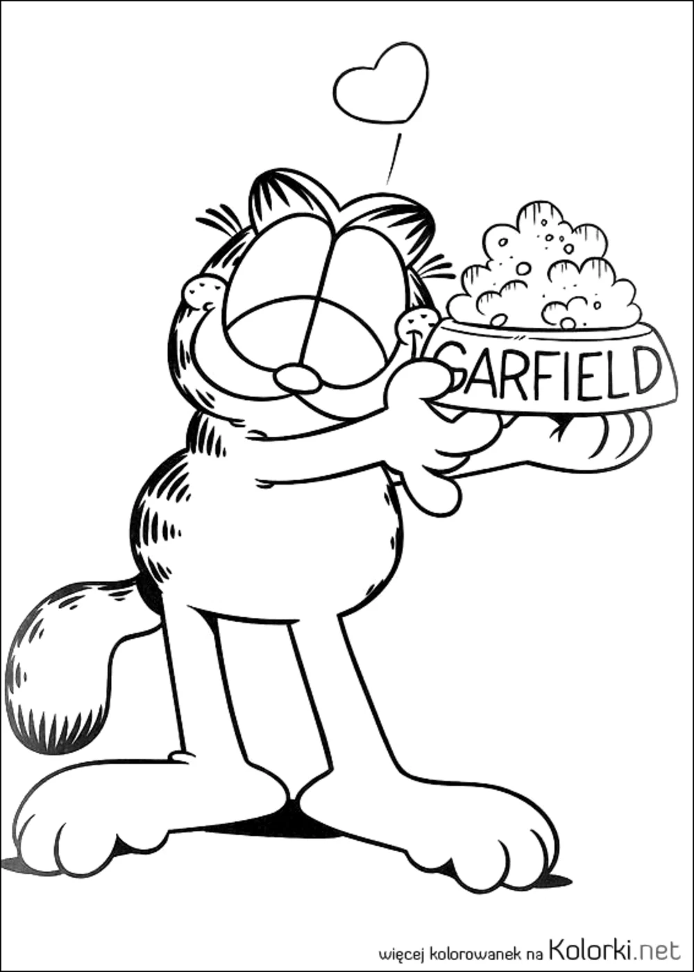 Garfield, jedzenie, kot, serce