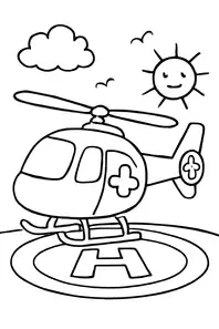 Kolorowanka helikopter ratunkowy na lądowisku, jeden duży helikopter z p