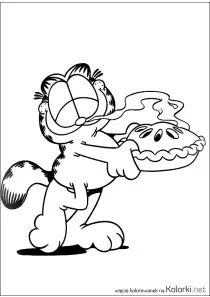 Garfield, jedzenie, kot, zadowolony, ciasto