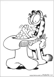 Garfield, jedzenie, kot, popcorn