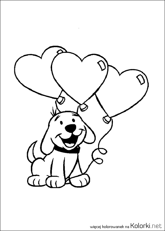 balony, pies, serce, walentynki