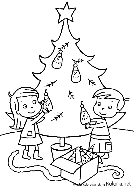 Boże Narodzenie - Dzieci przy choince
