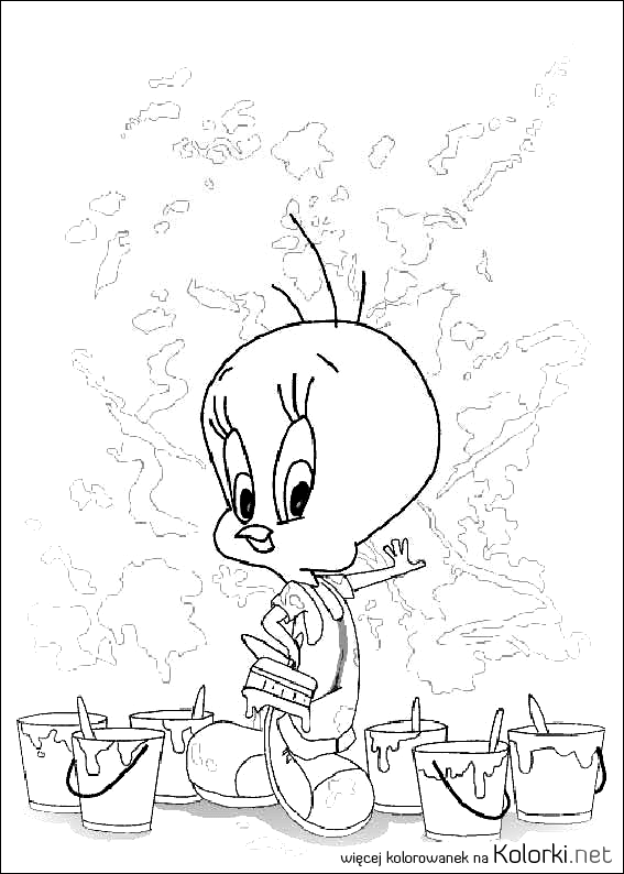 malowanie, Tweety, kanarek, ptak, farby