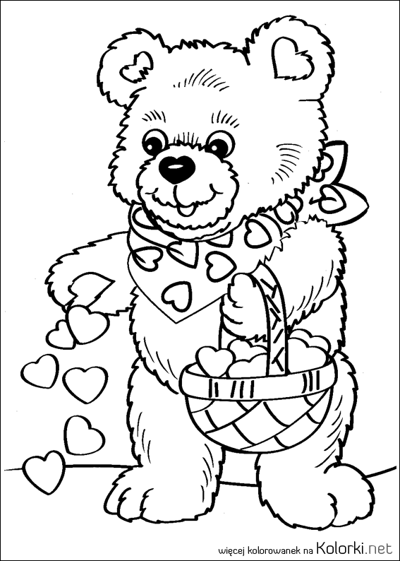 miś, pluszak, serce, walentynki, koszyk