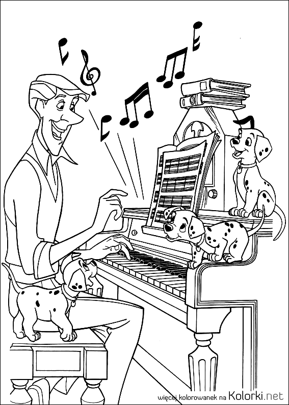 Roger, szczeniaki, pianino, muzyka