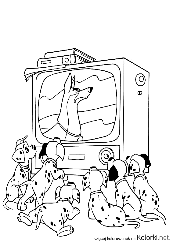 szczeniaki, telewizor, dalmatyńczki