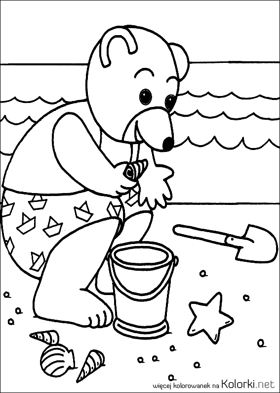 zabawa, uszatek, miś piasek, morze