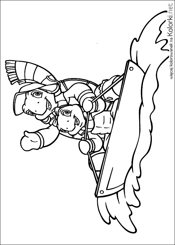 zabawa, zima, śnieg, żółw, franklin, sanki